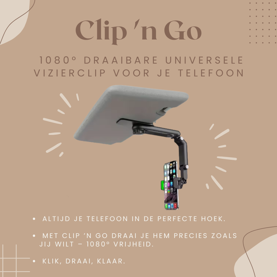 Clip ’n Go | 1080° Draaibare Universele HandsFree Clip