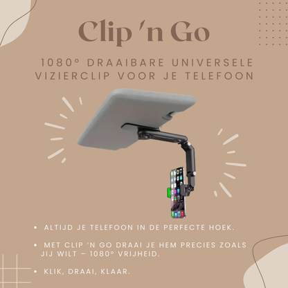 Clip ’n Go | 1080° Draaibare Universele HandsFree Clip
