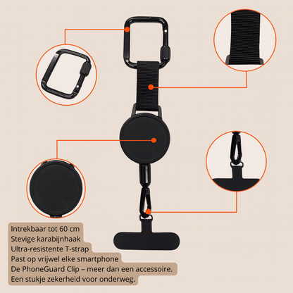 PhoneGuard Clip I Veiligheidskoord Voor Onderweg
