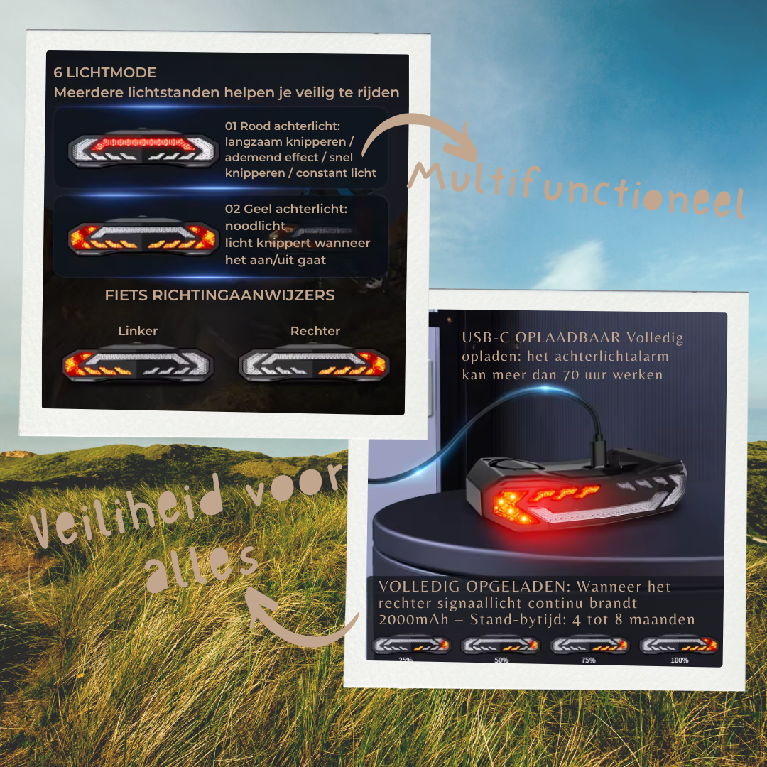 SafeRide Alarm A1 I Verlichting Alarm & Richtingaanwijzer