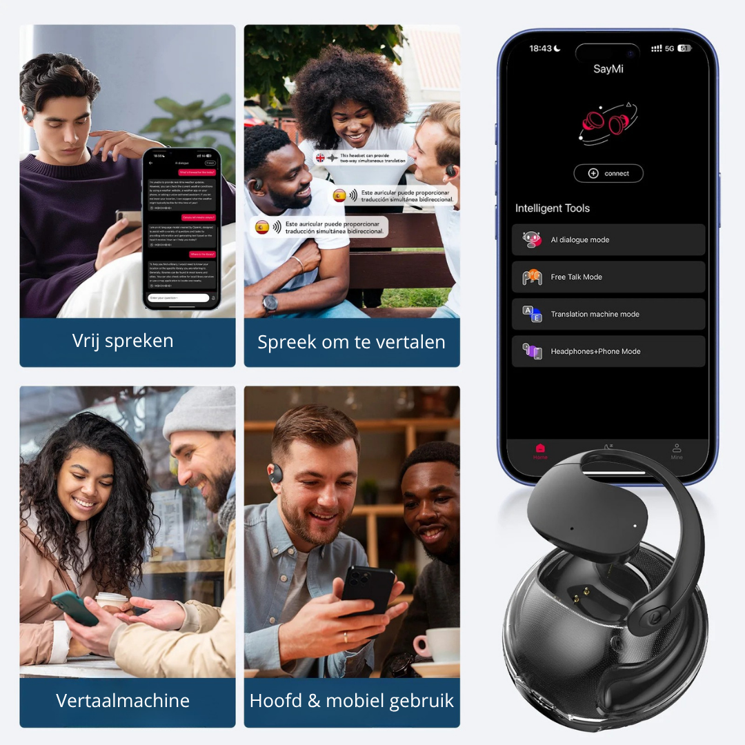 Sayz | Draadloze Bluetooth Oortjes met Live Vertaling